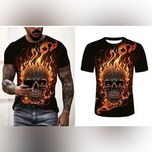 🔥New burning skull 3D digital pattern print men🔥